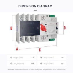 ATS 3 Phase 100A 4P 380V Automatic Transfer Switch Solar Cell Panel